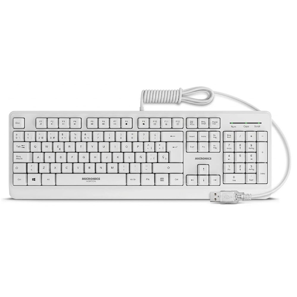 KIT MULTIMEDIA TECLADO Y MOUSE USB MICRONICS NORTON BLANCO – WATERPROOF – UV – 1000 DPI – MIC T100W SANTOTA ELECTRONICS S2240 - 6