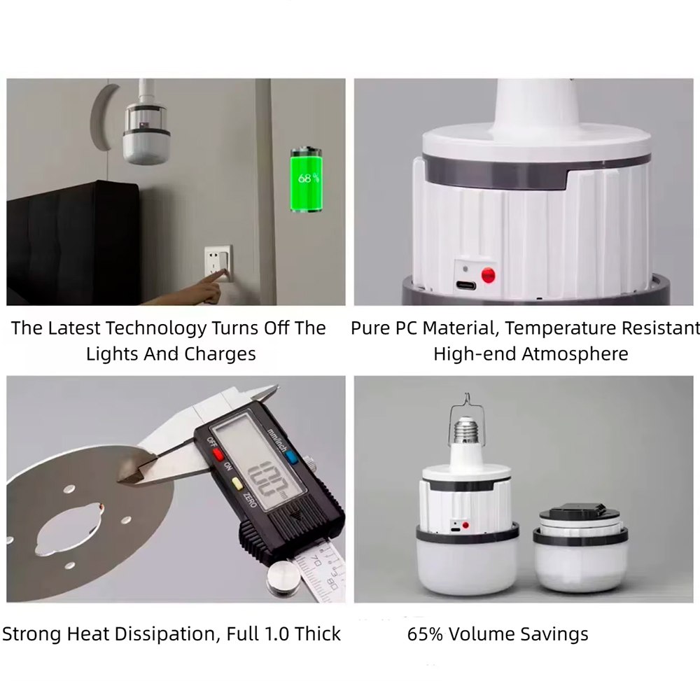 FOCO LÁMPARA LED DE EMERGENCIA RECARGABLE E27 3000MAH CON CONTROL REMOTO Y GANCHO SANTOFA ELCTRONICS S2244 - 7