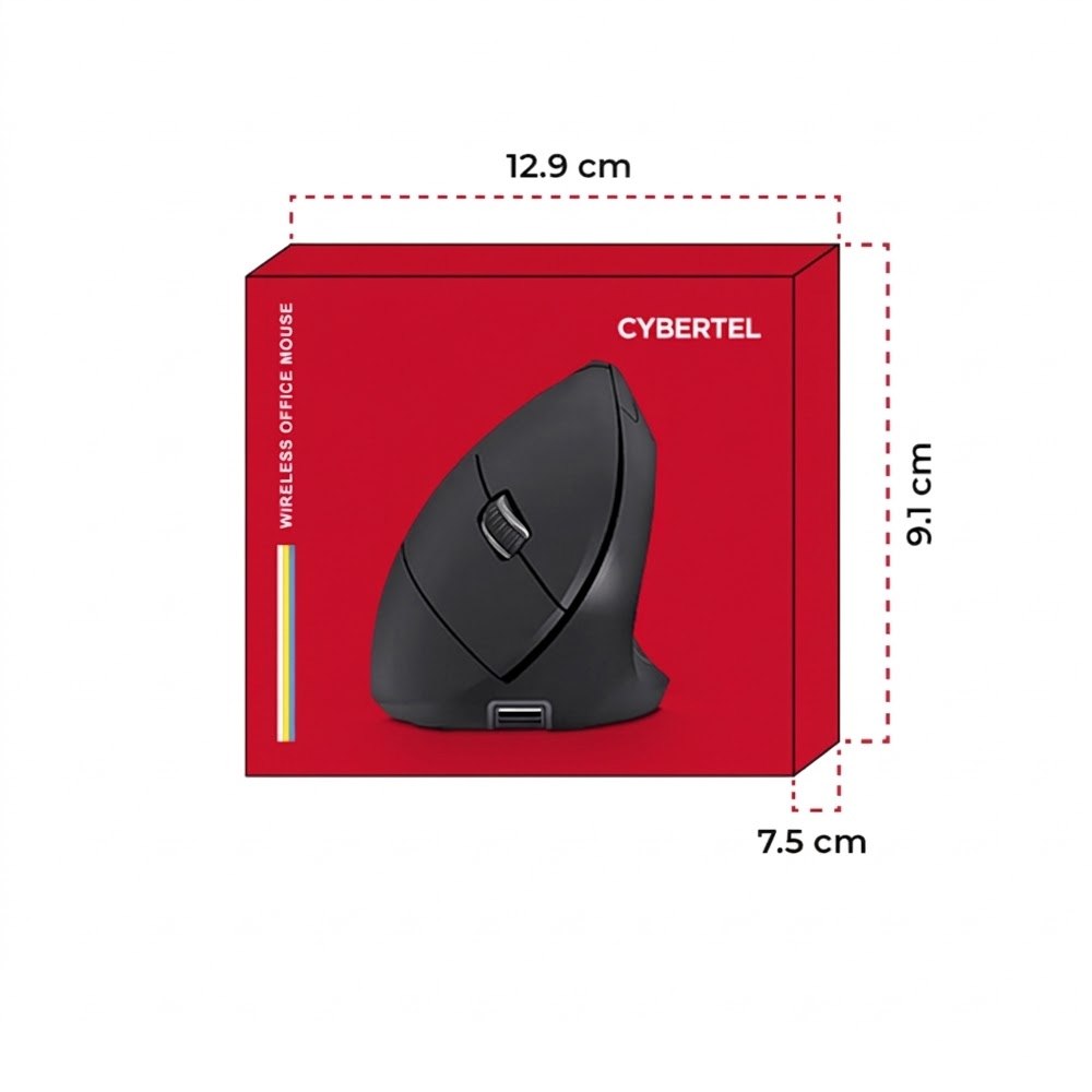 MOUSE VERTICAL INALÁMBRICO CYBERTEL VERTIKAL RECARGABLE USB-C RGB CLICK SILENCIOSO 1600DPI CYB M503RX SANTOFA ELECTRONICS S2246 - 5