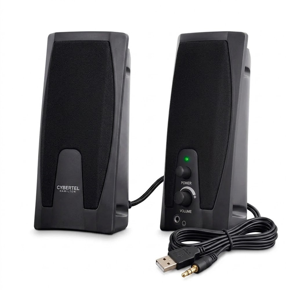 PARLANTES DE ESCRITORIO CYBERTEL HAMILTON CYB S203 2.0 USB JACK 3.5 MM 2.25' NEGRO SANTOFA ELECTRONICS S2247 - 1
