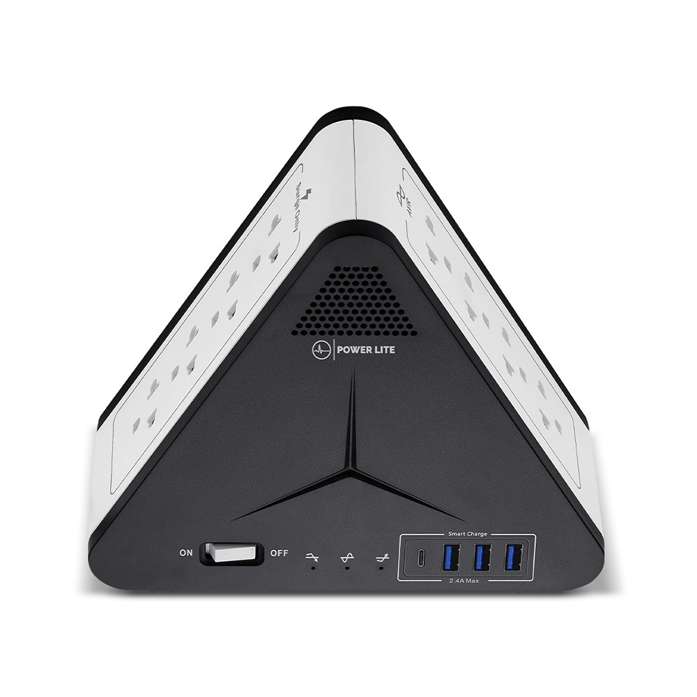 ESTABILIZADOR REGULADOR DE VOLTAJE POWER LITE SIMETRIC PLI-1111U 1100VA 500W 8 TOMAS USB-A USB-C SANTOFA ELECTRONICS S2248 - 2