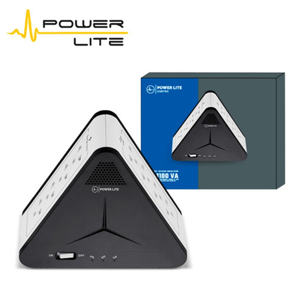 ESTABILIZADOR REGULADOR DE VOLTAJE POWER LITE SIMETRIC PLI-1111U 1100VA 500W 8 TOMAS USB-A USB-C SANTOFA ELECTRONICS S2248 - 4