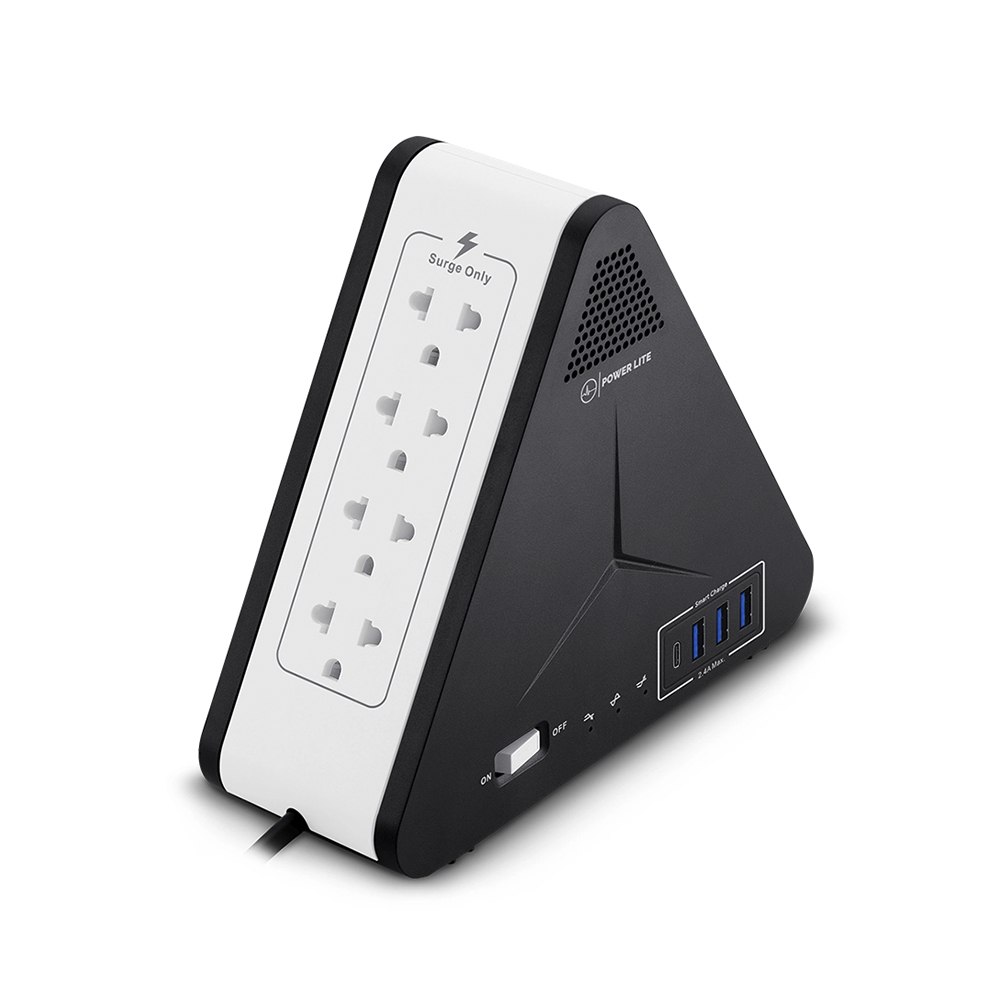 ESTABILIZADOR REGULADOR DE VOLTAJE POWER LITE SIMETRIC PLI-1111U 1100VA 500W 8 TOMAS USB-A USB-C SANTOFA ELECTRONICS S2248 - 5