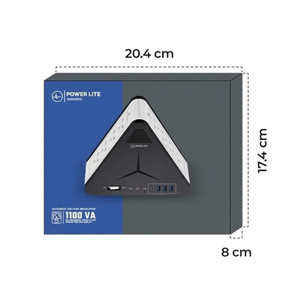 ESTABILIZADOR REGULADOR DE VOLTAJE POWER LITE SIMETRIC PLI-1111U 1100VA 500W 8 TOMAS USB-A USB-C SANTOFA ELECTRONICS S2248 - 6