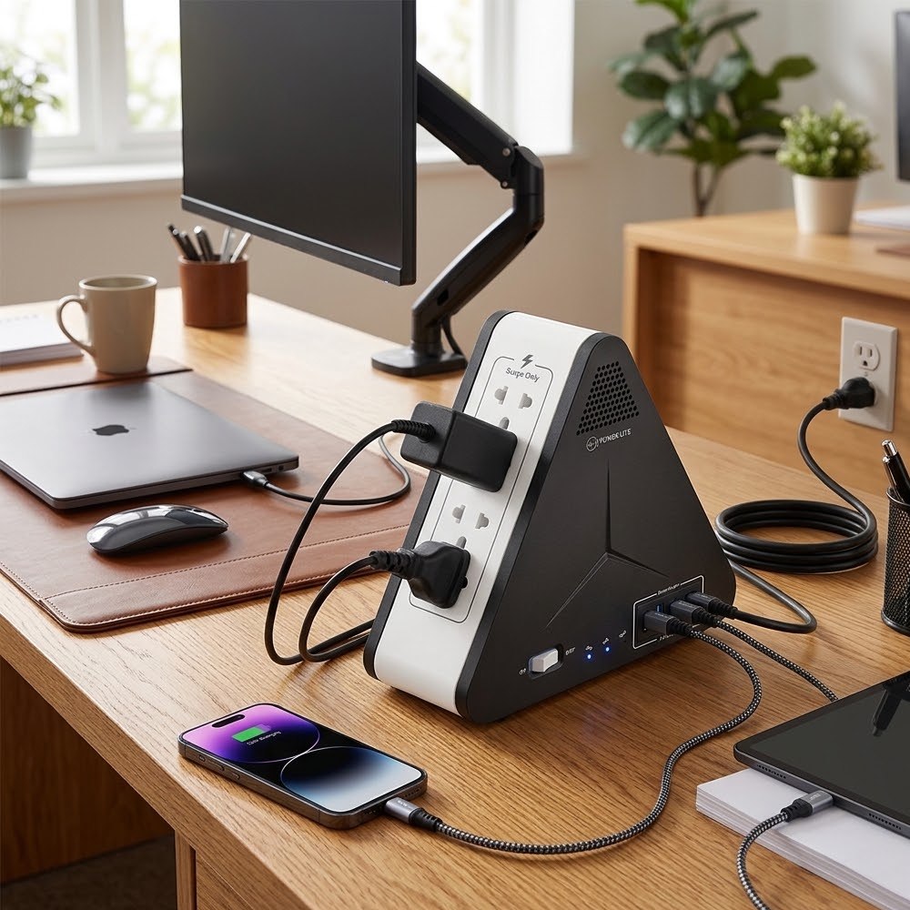 ESTABILIZADOR REGULADOR DE VOLTAJE POWER LITE SIMETRIC PLI-1111U 1100VA 500W 8 TOMAS USB-A USB-C SANTOFA ELECTRONICS S2248 - 7