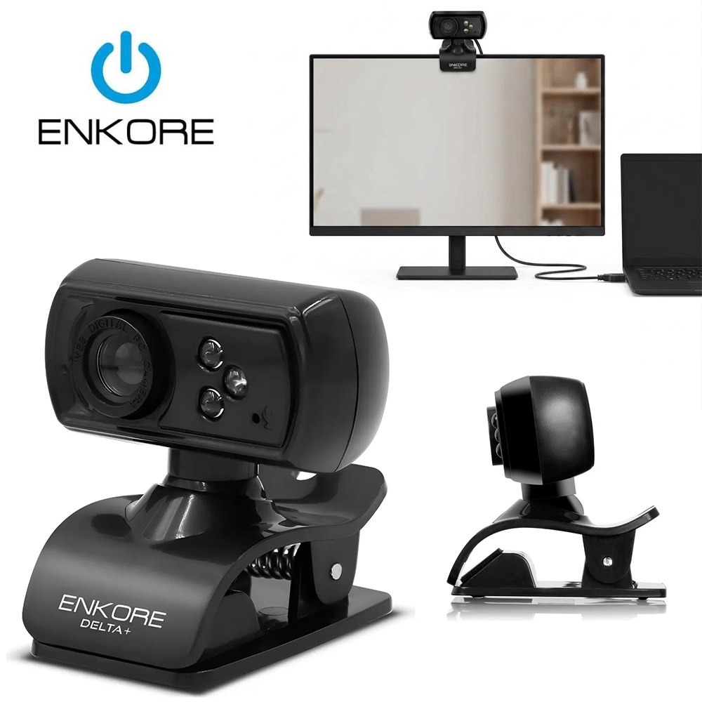CÁMARA WEB FULL HD ENKORE DELTA+ ENC WC103 1080P 30FPS 3 LEDS MICRÓFONO USB PLUG Y PLAY SANTOFA ELECTRONICS S2249 - 8