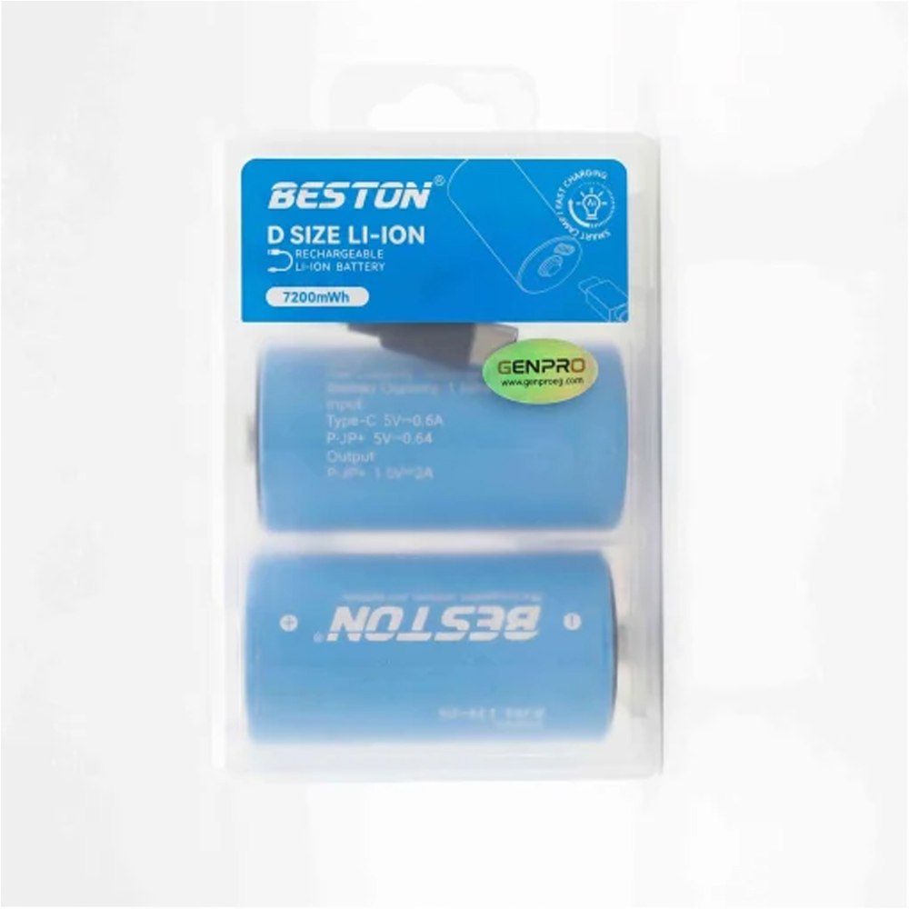 PILAS RECARGABLES TIPO D BESTON DE LITIO USB-C 1.5V 7200MWH 4200MAH PACK X2 SANTOFA ELECTRONICS S2250 - 4