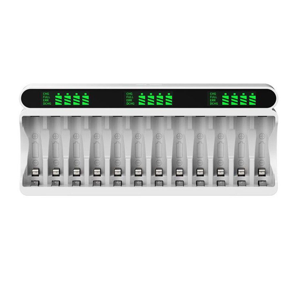 CARGADOR INTELIGENTE BESTON AA AAA NI-MH 12 RANURAS LCD USB-C MICRO USB C9025 SANTOFA ELECTRONICS S2251 - 1
