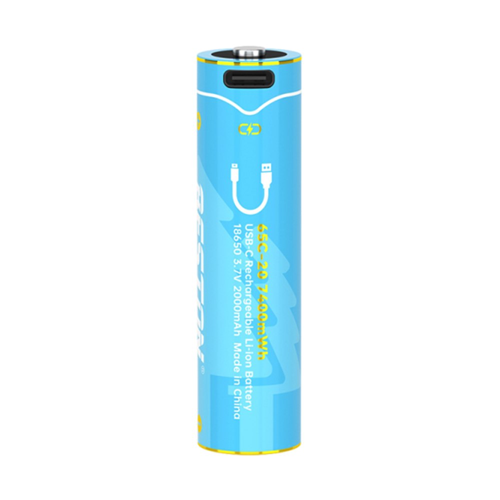 PACK X2 PILAS RECARGABLES 18650 BESTON LITIO 3.7V 2000MAH 7400MWH USB-C 5A SANTOFA ELECTRONICS S2252 - 4