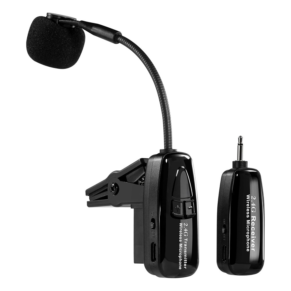 MICRÓFONO INALÁMBRICO 2.4G PARA SAXOFÓN E INSTRUMENTOS DE VIENTO 30M CLIP RECARGABLE JACK 6.35MM – SANTOFA ELECTRONICS  S2262 - 1
