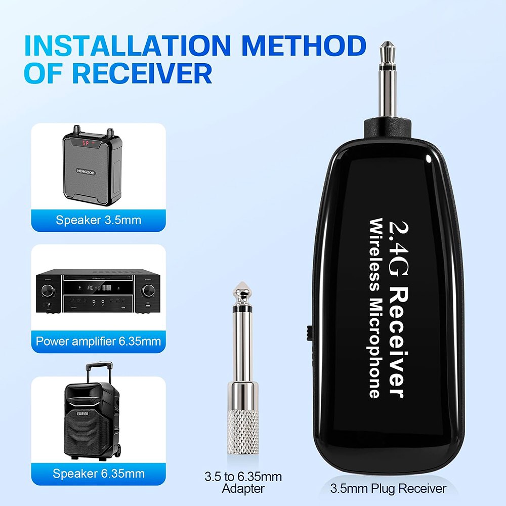 MICRÓFONO INALÁMBRICO 2.4G PARA SAXOFÓN E INSTRUMENTOS DE VIENTO 30M CLIP RECARGABLE JACK 6.35MM – SANTOFA ELECTRONICS  S2262 - 3