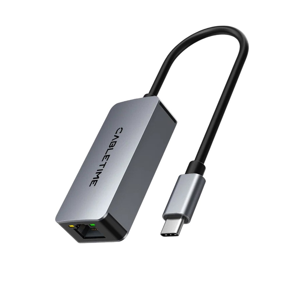 ADAPTADOR USB-C A ETHERNET RJ45 2.5G CABLETIME 2500MBPS GIGABIT ALUMINIO PLUG Y PLAY – CB57G SANTOFA ELECTRONICS S2264 - 1