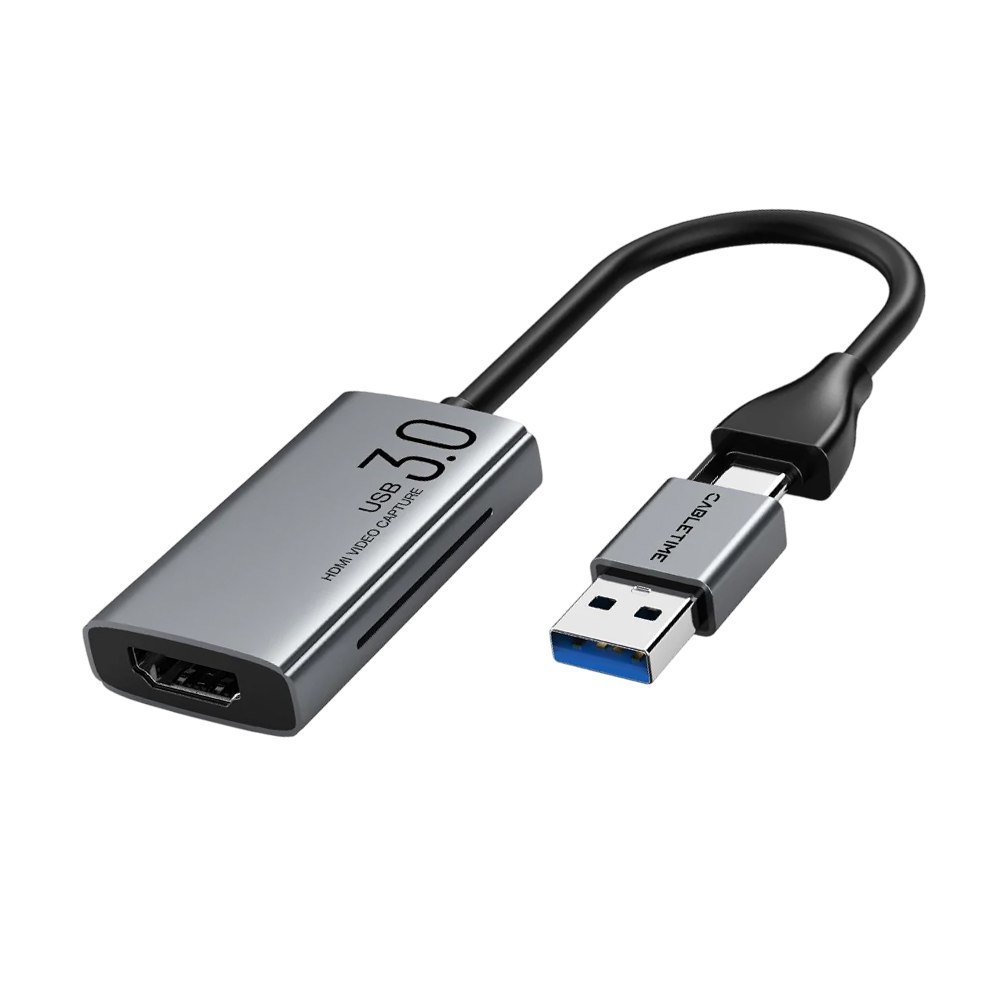 CAPTURADORA DE VIDEO HDMI A USB 3.0 / USB-C CABLETIME 4K 30HZ 1080P 60FPS OBS STREAMING – CB65G S2265 - 1