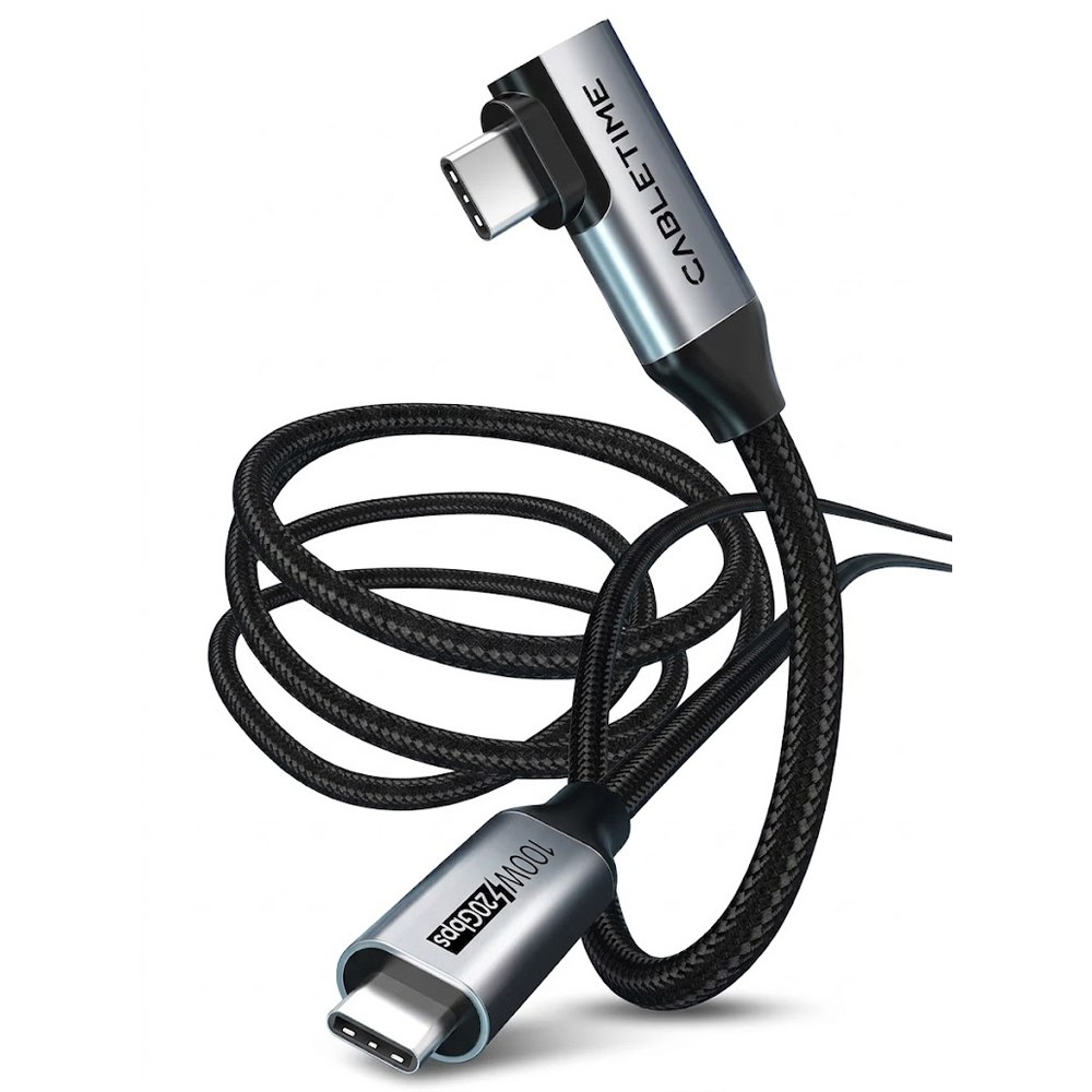 CABLE USB-C A USB-C CABLETIME 100W 20GBPS 4K 60HZ 90° CU24H SANTOFA ELECTRONICS S2269 - 2