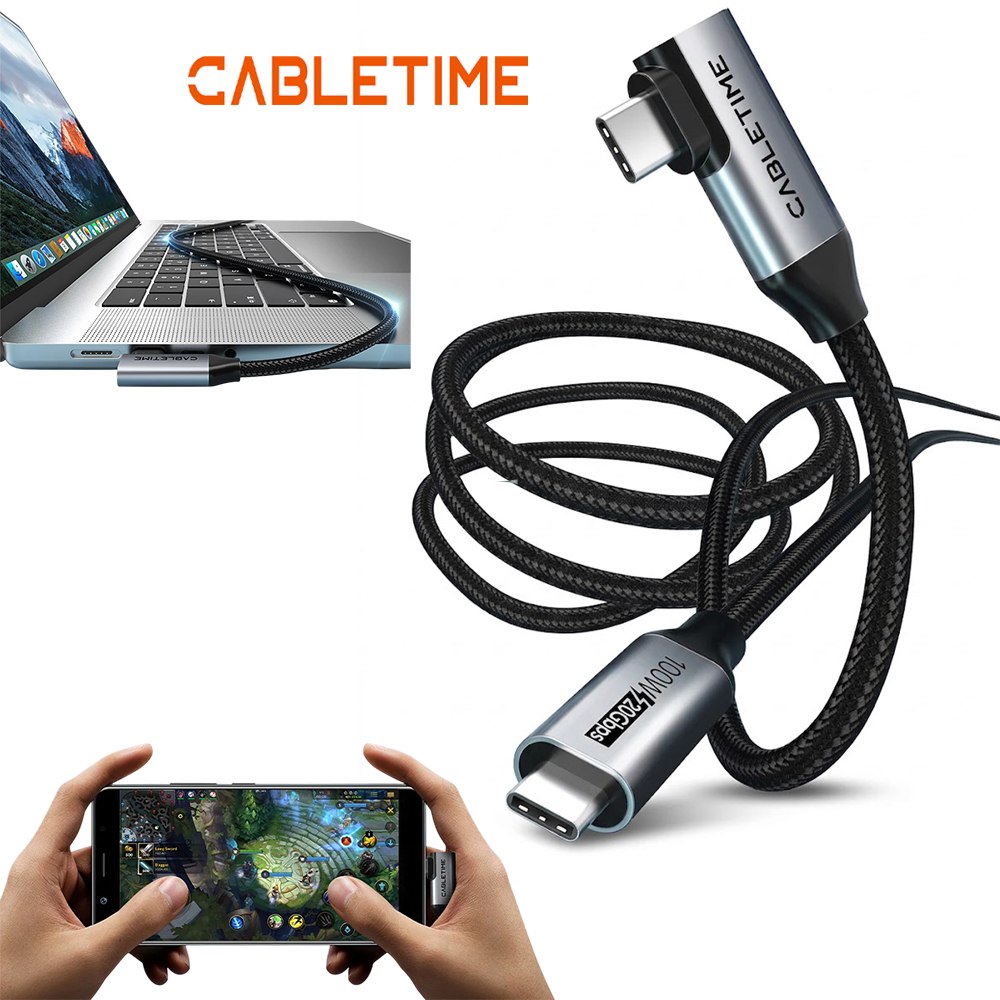 CABLE USB-C A USB-C CABLETIME 100W 20GBPS 4K 60HZ 90° CU24H SANTOFA ELECTRONICS S2269 - 3