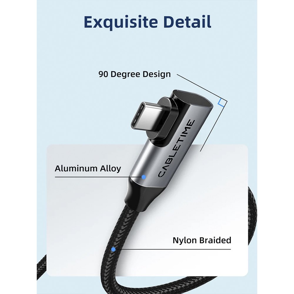 CABLE USB-C A USB-C CABLETIME 100W 20GBPS 4K 60HZ 90° CU24H SANTOFA ELECTRONICS S2269 - 4