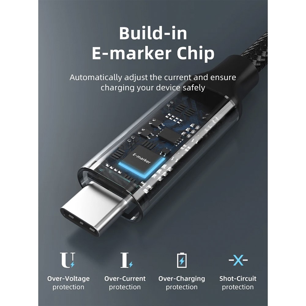 CABLE USB-C A USB-C CABLETIME 100W 20GBPS 4K 60HZ 90° CU24H SANTOFA ELECTRONICS S2269 - 5