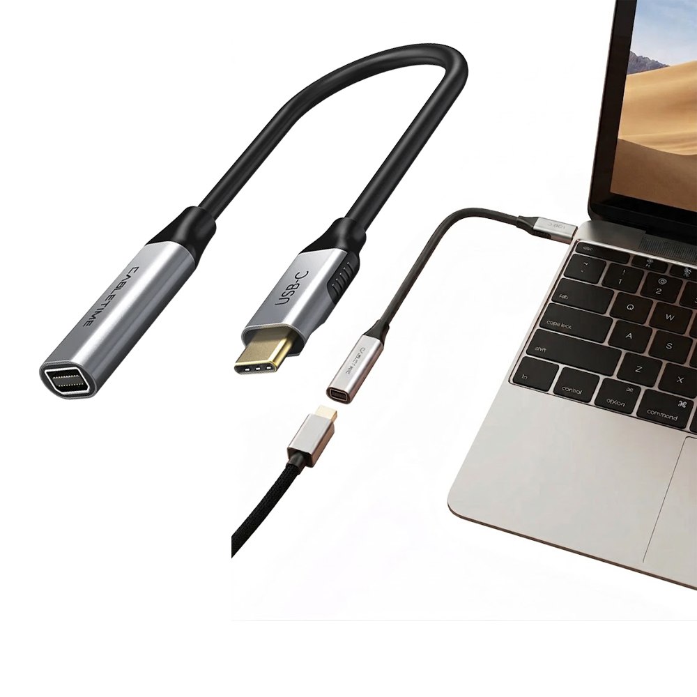 ADAPTADOR USB-C A MINI DISPLAYPORT CABLETIME 4K 60HZ 21.6GBPS CP14A SANTOFA ELECTRONICS S2272 - 2