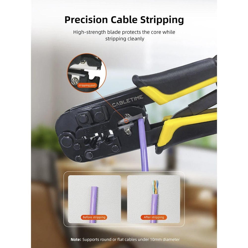 ALICATE CRIMPADOR PONCHADORA 3 EN 1 CABLETIME RJ45 RJ11 RJ9 CNT1C SANTOFA ELCTRONICS S2273 - 5