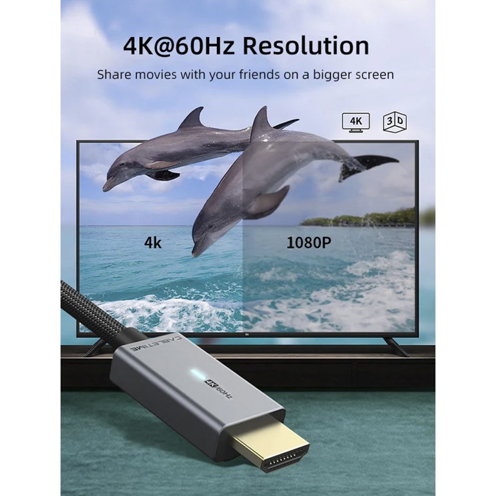 CABLE MINI DISPLAYPORT A HDMI CABLETIME 1.8M 4K 60HZ LED INDICADOR NYLON TRENZADO BAÑADO EN ORO CD45K SANTOFA ELECTRONICS S2280 - 10