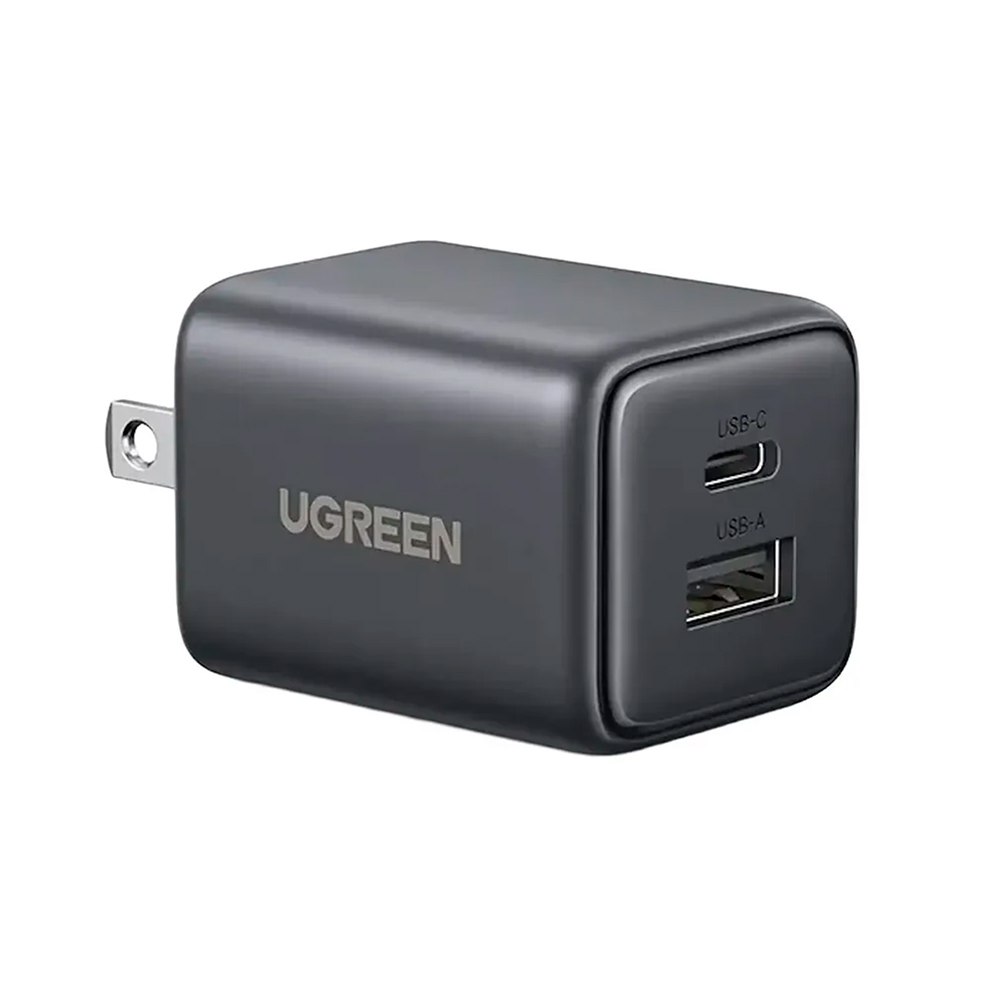 CARGADOR DE PARED UGREEN 20W GAN DUAL USB-C Y USB-A PD QC 3.0 CLAVIJA PLEGABLE 55533 SANTOFA ELECTRONICS S2288 - 1