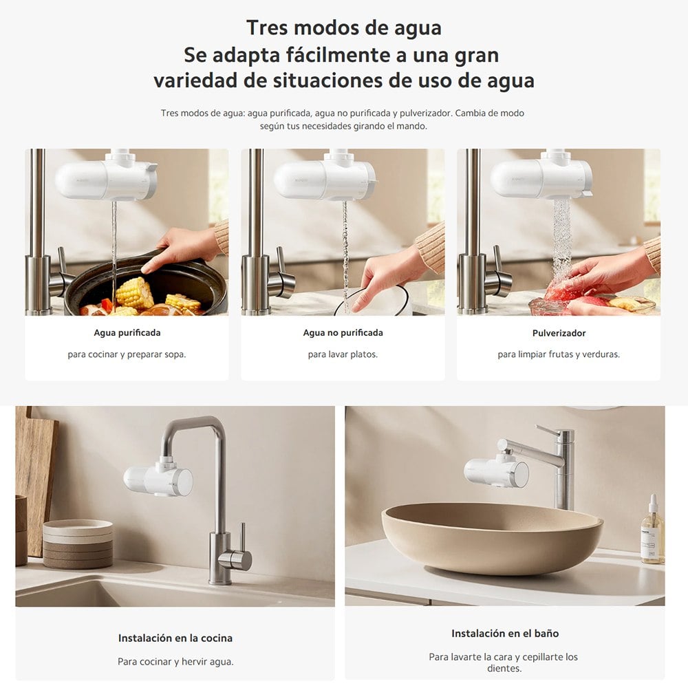 PURIFICADOR DE AGUA PARA GRIFO XIAOMI FAUCET WATER PURIFIER FILTRACIÓN 5 ETAPAS 3 MODOS 4 FILTROS SANTOFA ELECTRONICS S2291 - 8