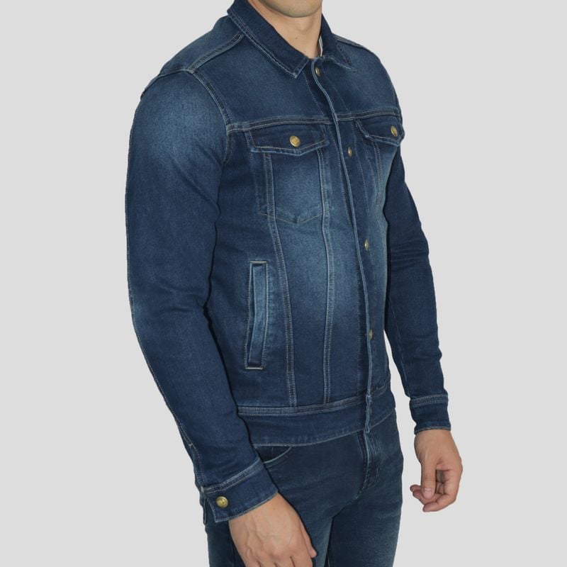 CASACA DENIM COMFORT CON BROCHES REGULABLES | ESTILO URBANO | PERFECT FIT - 1