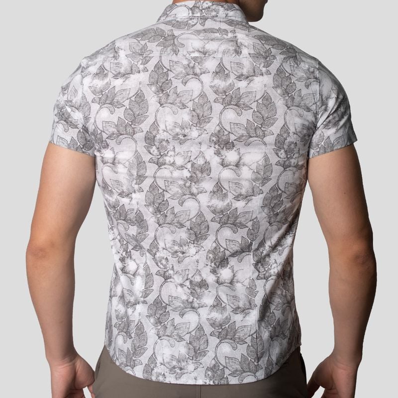 CAMISA MANGA CORTA | PERFECT FIT | TEJIDO FLORAL Y GEOMETRICO BICOLOR - 4