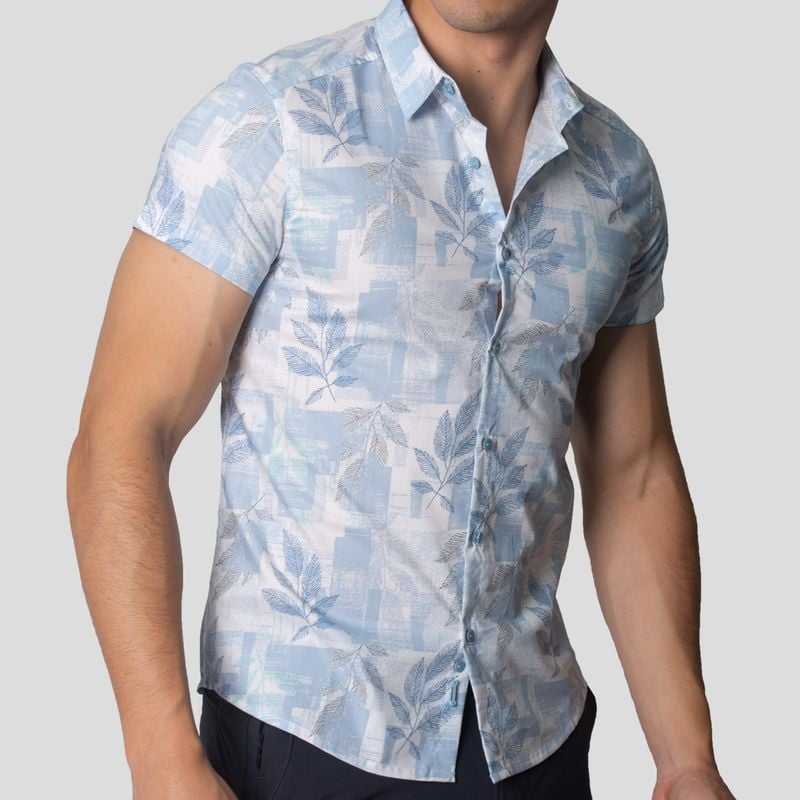 CAMISA MANGA CORTA | PERFECT FIT | TEJIDO FLORAL Y GEOMÉTRICO - 1