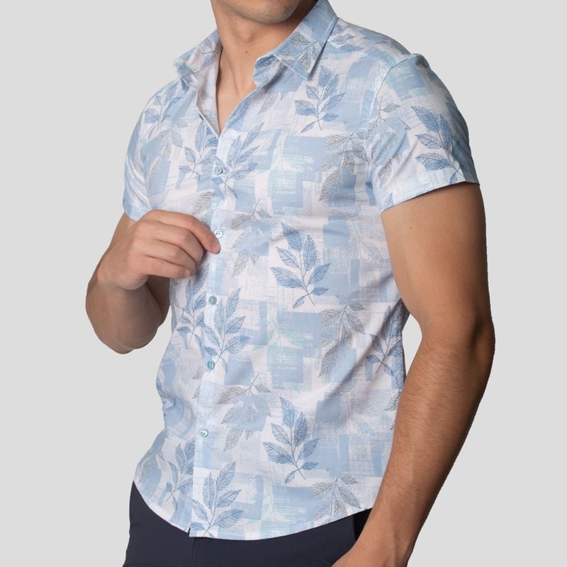 CAMISA MANGA CORTA | PERFECT FIT | TEJIDO FLORAL Y GEOMÉTRICO - 3