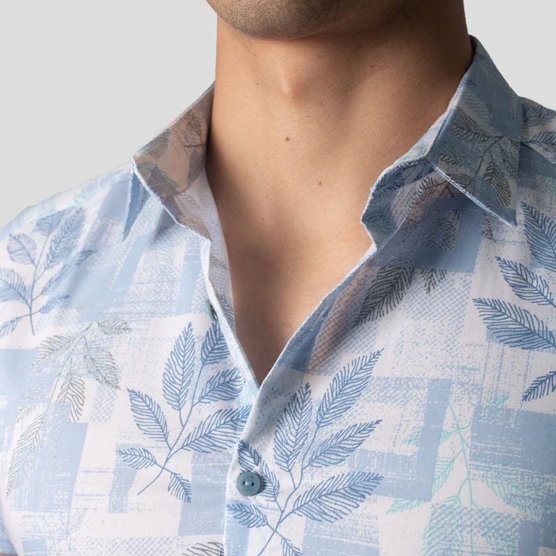 CAMISA MANGA CORTA | PERFECT FIT | TEJIDO FLORAL Y GEOMÉTRICO - 5