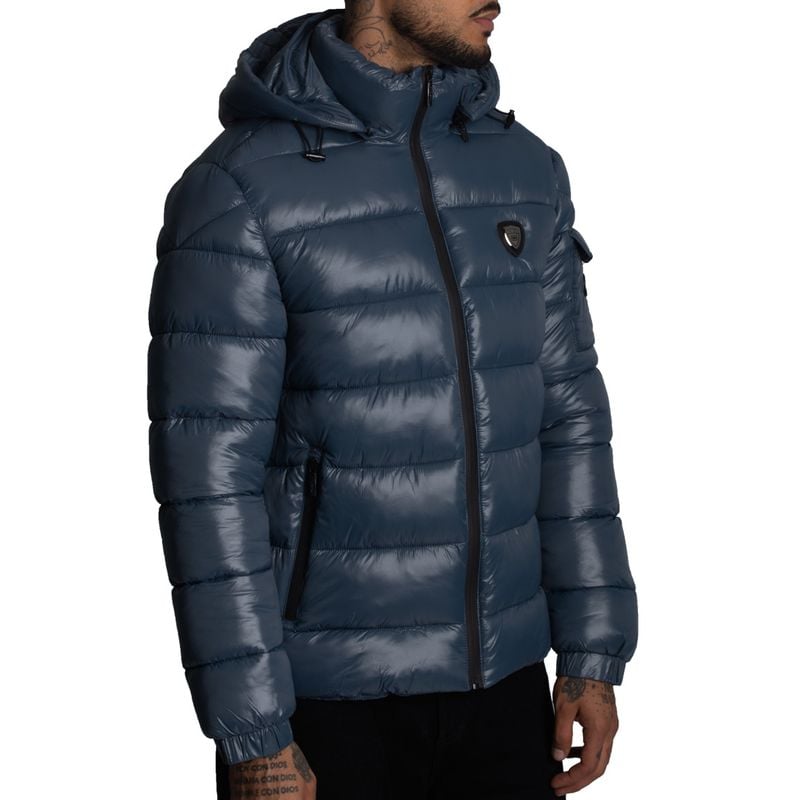 CASACA PUFFER DE NYLON REPELENTE AL AGUA Y CORTAVIENTO CON CAPUCHA CONVERTIBLE CON CIERRE - 1