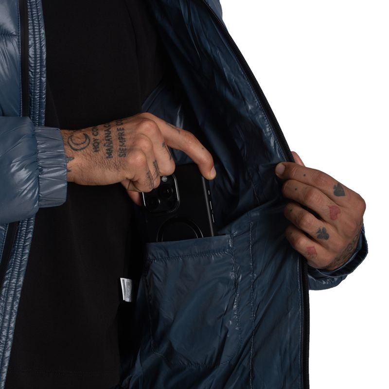 CASACA PUFFER DE NYLON REPELENTE AL AGUA Y CORTAVIENTO CON CAPUCHA CONVERTIBLE CON CIERRE - 6