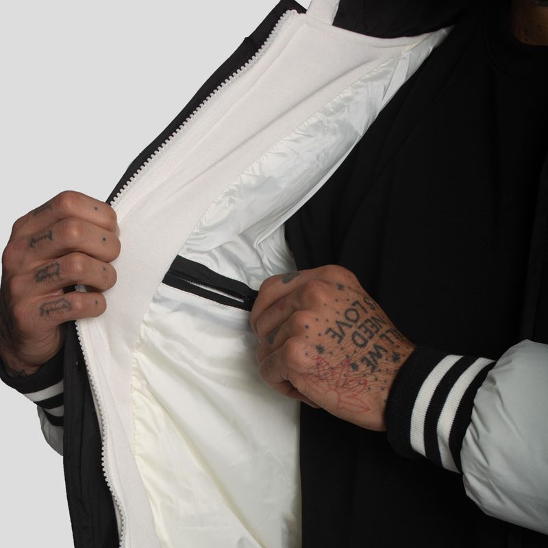 CASACA VARSITY PUFFER BLOCK COLOR CON CAPUCHA - 5