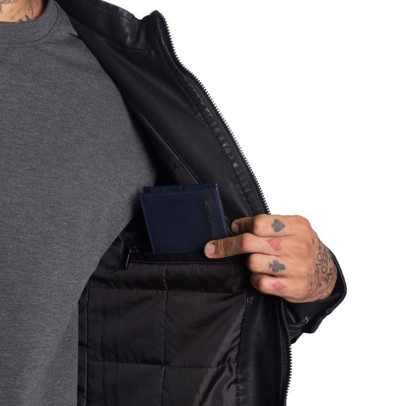 CASACA BIKER EN ECO-CUERO CON CAPUCHA CONVERTIBLE CON CIERRE– IDEAL PARA CLIMAS FRIOS - 6