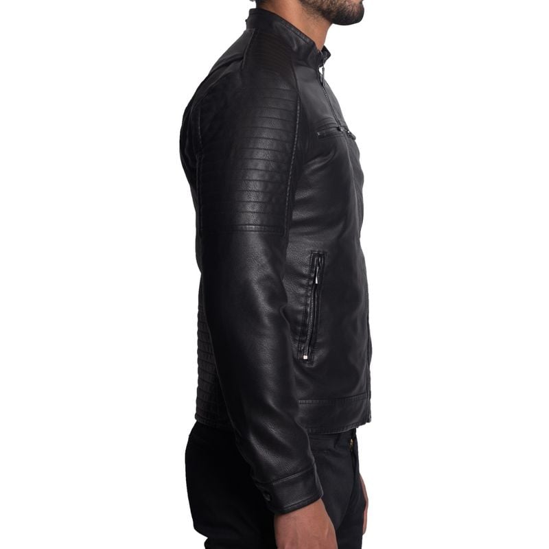 CASACA BIKER EN ECO-CUERO – CUELLO ALTO- ESTILO MOTOCICLISTA Y VERSIÓN MODERNA - 2