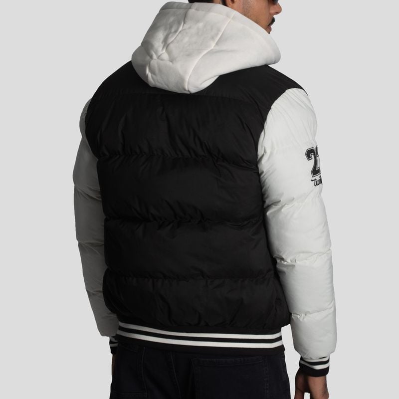 CASACA VARSITY PUFFER BLOCK COLOR CON CAPUCHA - 3