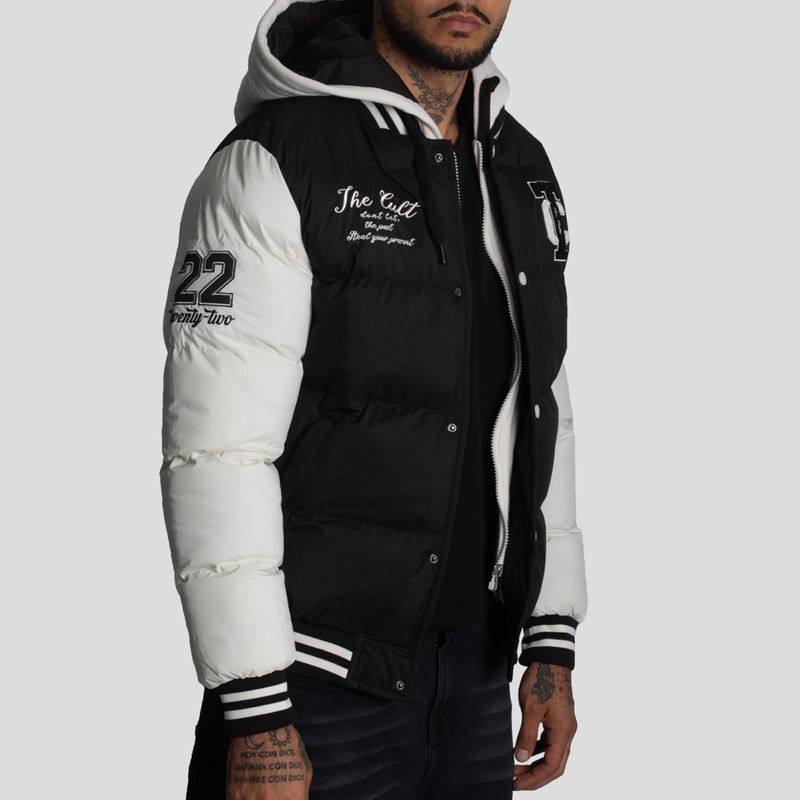 CASACA VARSITY PUFFER BLOCK COLOR CON CAPUCHA - 2