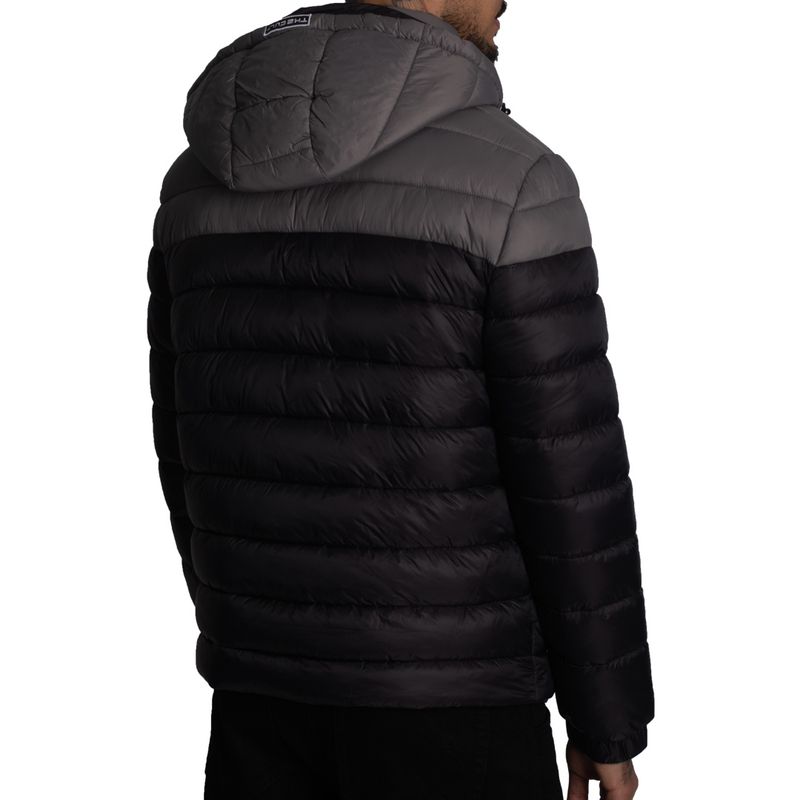 CASACA PUFFER BICOLOR COLOR-REPELENTE AL AGUA Y CORTAVIENTO CON CAPUCHA CONVERTIBLE CON CIERRE - 2