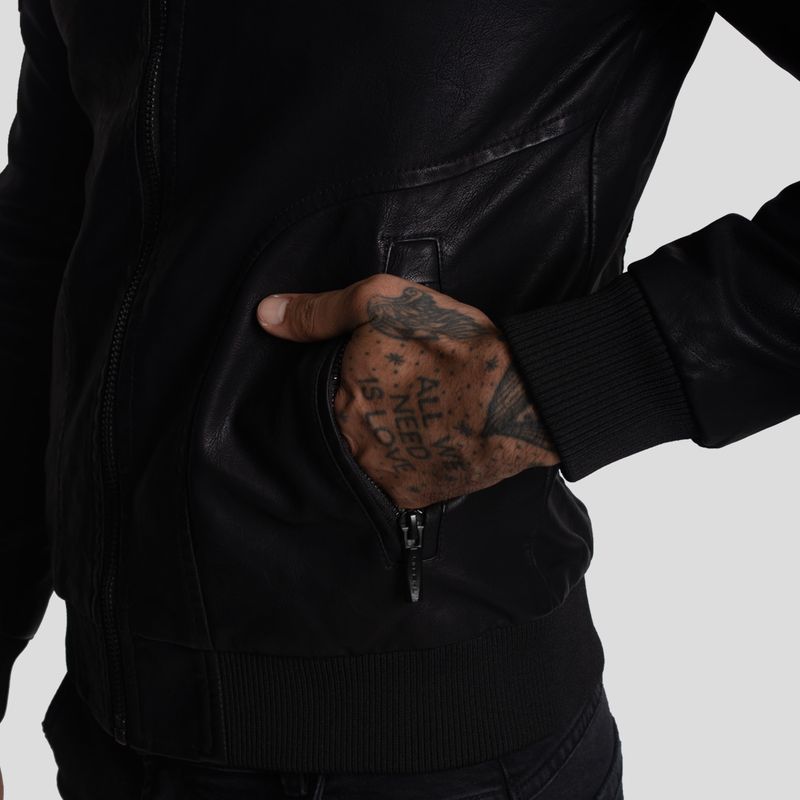CASACA AVIADOR EN ECO CUERO CON CUELLO DE PIEL DE BORREGO CONVERTIBLE-IDEAL PARA CLIMAS FRIOS - 5