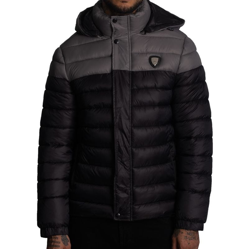 CASACA PUFFER BICOLOR COLOR-REPELENTE AL AGUA Y CORTAVIENTO CON CAPUCHA CONVERTIBLE CON CIERRE - 1