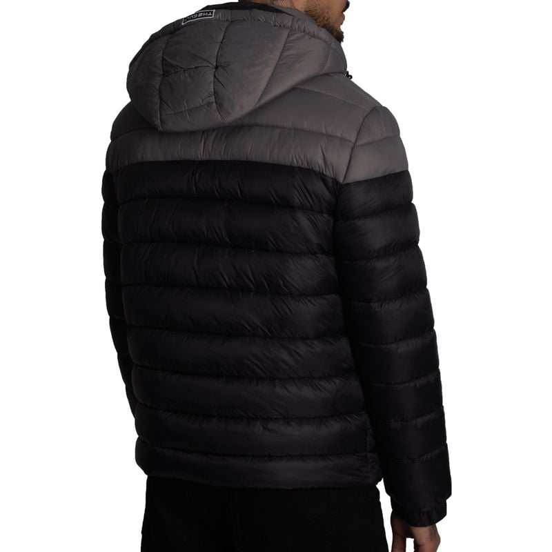 CASACA PUFFER BICOLOR COLOR-REPELENTE AL AGUA Y CORTAVIENTO CON CAPUCHA CONVERTIBLE CON CIERRE - 2