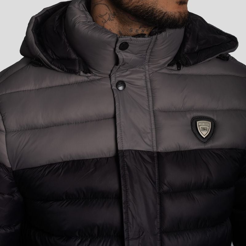 CASACA PUFFER BICOLOR COLOR-REPELENTE AL AGUA Y CORTAVIENTO CON CAPUCHA CONVERTIBLE CON CIERRE - 3