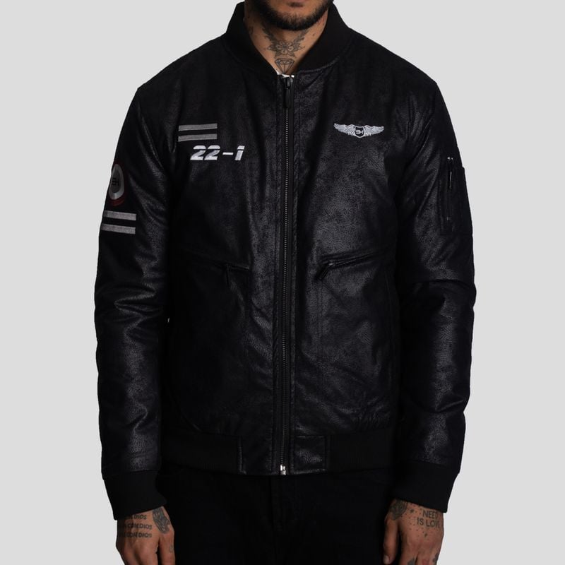 CASACA BOMBER DE ECOCUERO- DISEÑO BAD BOYS - LOOK URBANO CON ACTITUD - 1
