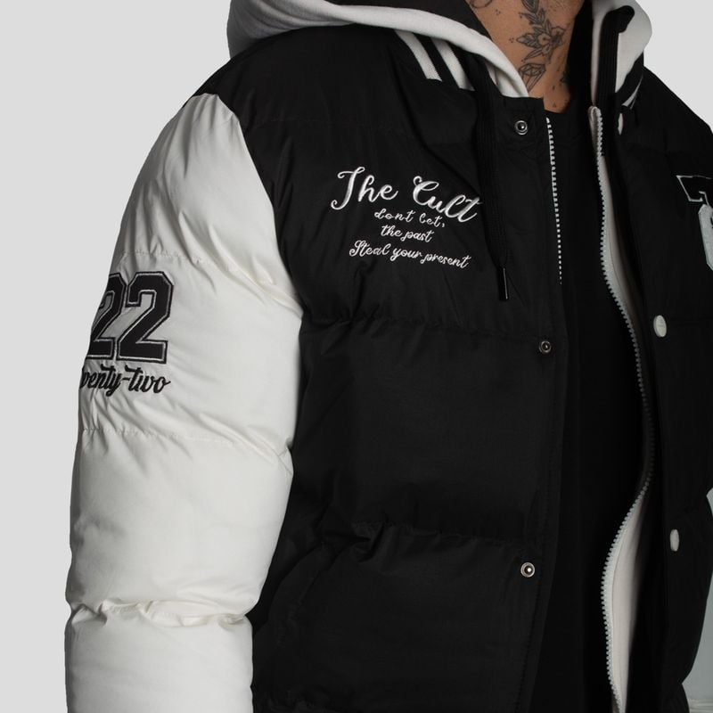 CASACA VARSITY PUFFER BLOCK COLOR CON CAPUCHA - 4