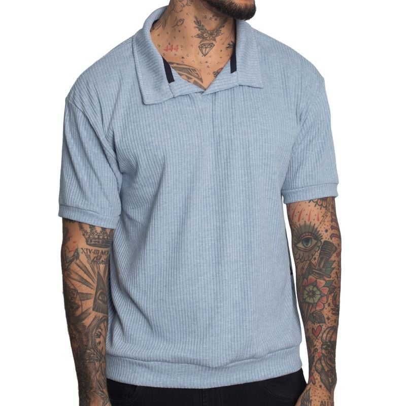POLO CUELLO HENLEY MANGA CORTA | RELAX FIT | TEJIDO ESPECIAL CON RELIEVE | OVERSIZE - 1