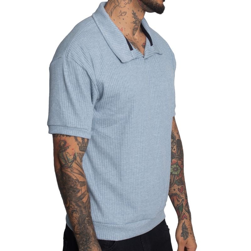POLO CUELLO HENLEY MANGA CORTA | RELAX FIT | TEJIDO ESPECIAL CON RELIEVE | OVERSIZE - 2