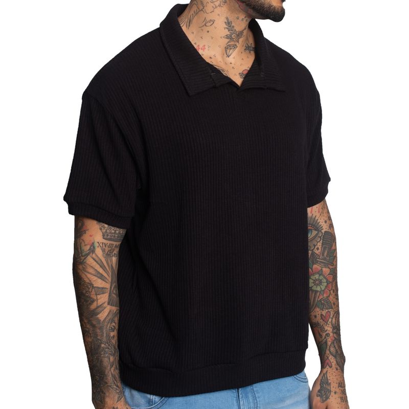 POLO CUELLO HENLEY MANGA CORTA | RELAX FIT | TEJIDO ESPECIAL CON RELIEVE | OVERSIZE - 2