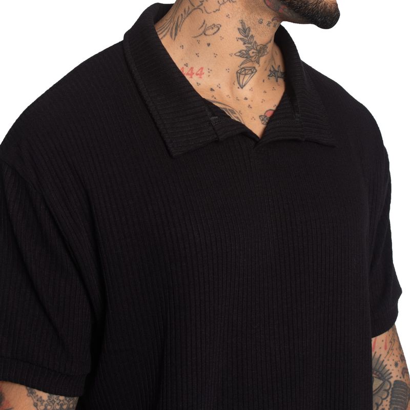 POLO CUELLO HENLEY MANGA CORTA | RELAX FIT | TEJIDO ESPECIAL CON RELIEVE | OVERSIZE - 3