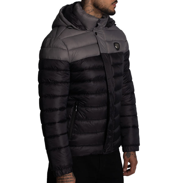 CASACA PUFFER BICOLOR COLOR-REPELENTE AL AGUA Y CORTAVIENTO CON CAPUCHA CONVERTIBLE CON CIERRE - 2
